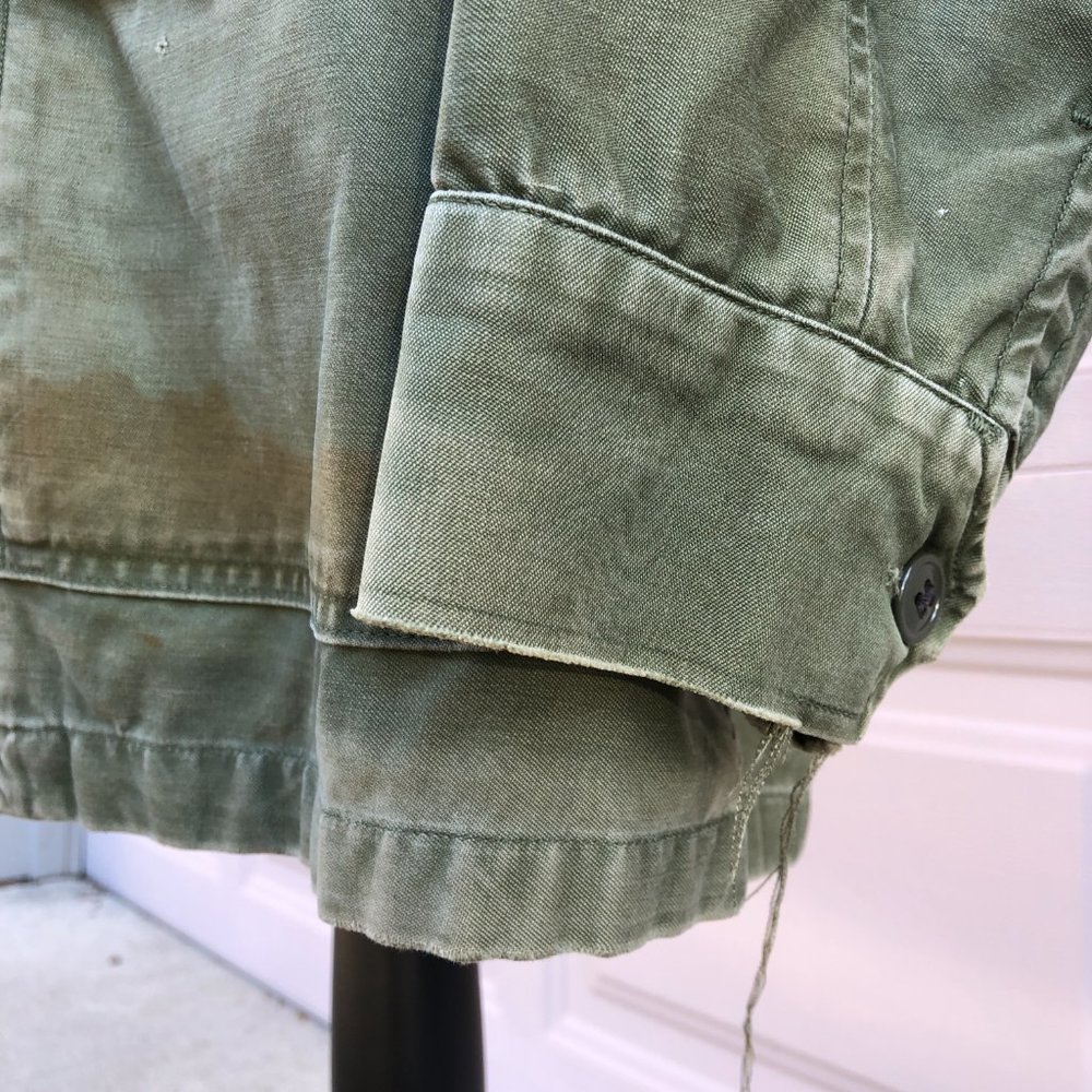 Vintage Men's US Air Force Military Jacket Hood Patches Med Reg Cotton OG 107 - Picture 9 of 12